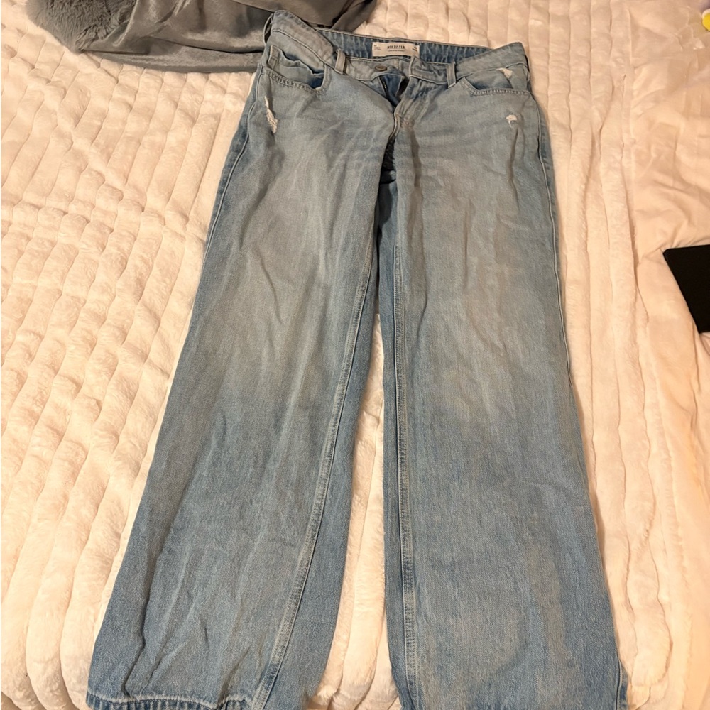 Hollister Women's Straight Leg Jeans - Light Blue